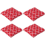 Outsunny Conjunto de Cojines para Sillas de Comedor 48x48x7 cm Juego de 4 Piezas Cojines para Sillas de Jardín Impermeable y Anti-UV con 2 Cordones de Fijación Rojo
