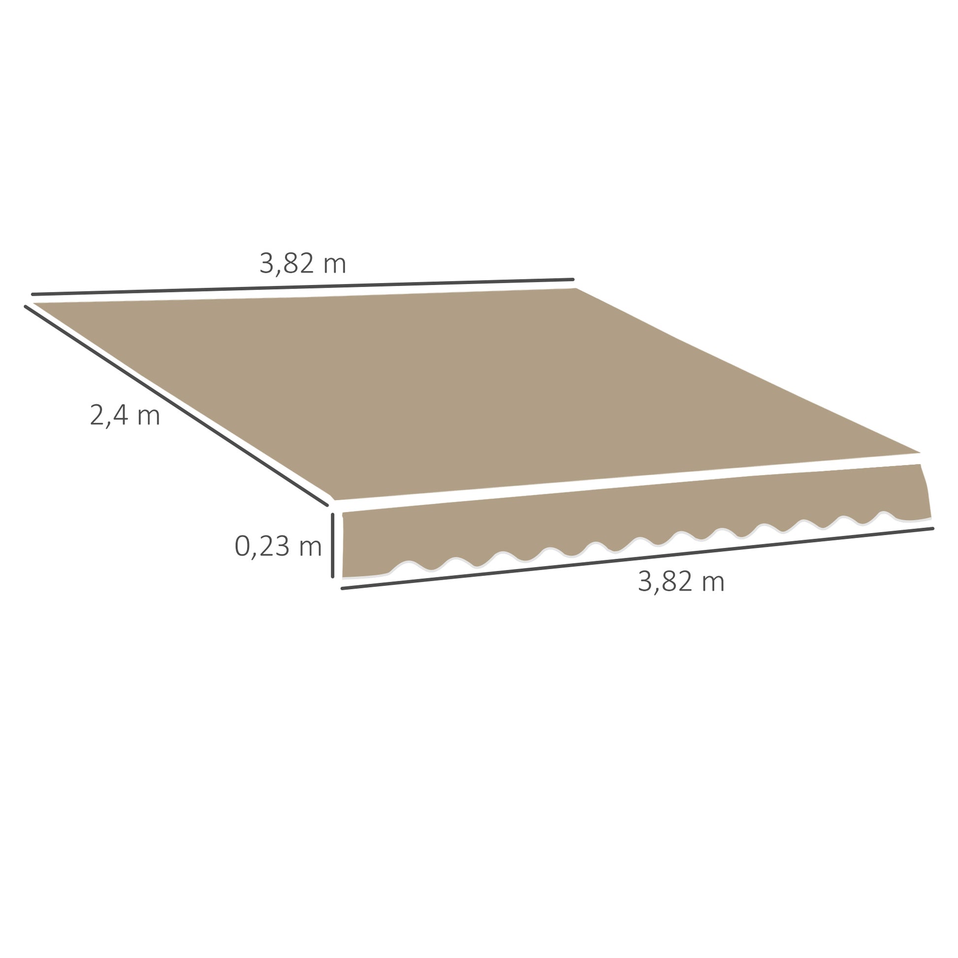 Outsunny Techo de Repuesto para Toldo, 382x240 cm, Lona para Toldo con Dobladillo, Protección UV, Impermeable, Tela de Repuesto para Patio, Terraza, Jardín, Balcón, Beige