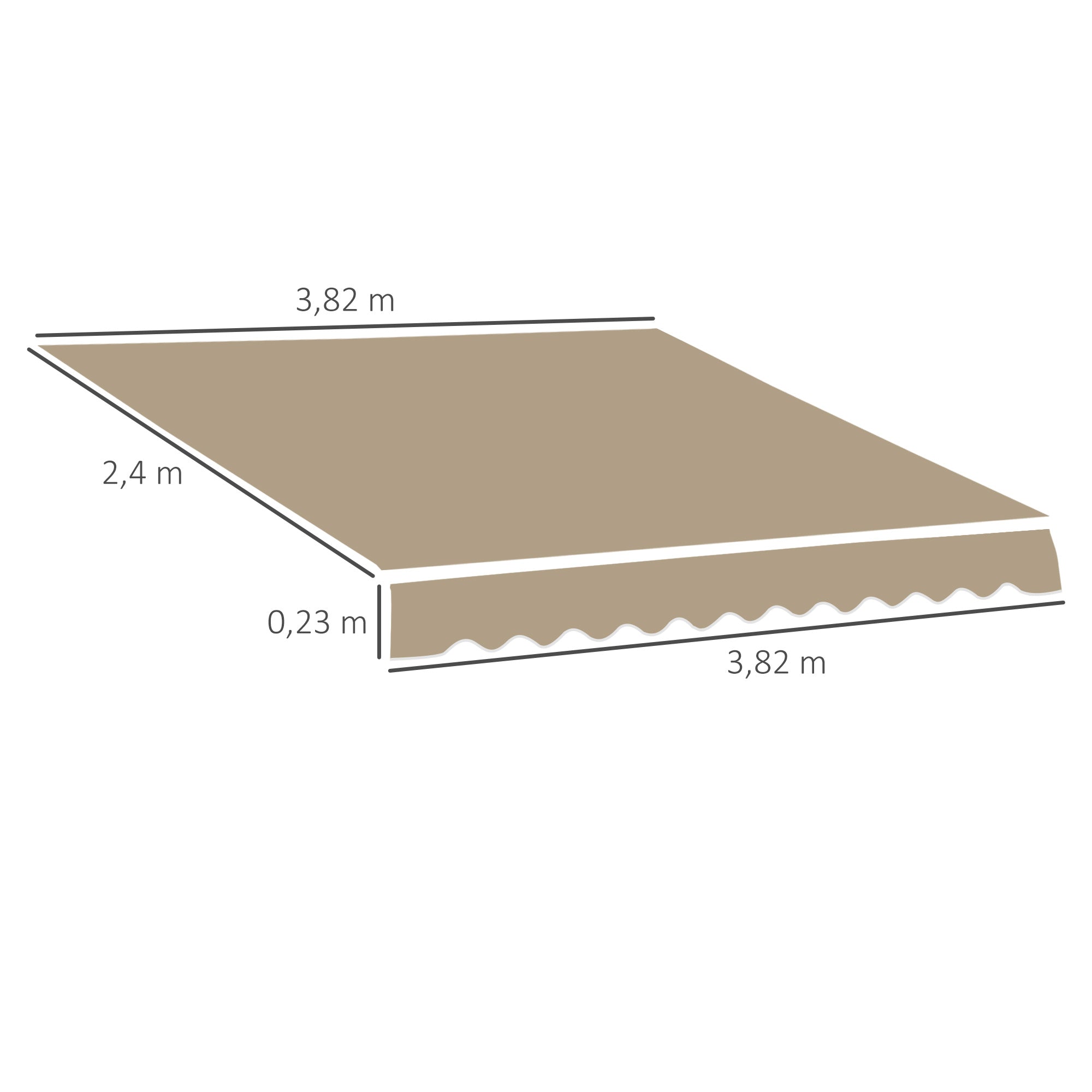 Outsunny Techo de Repuesto para Toldo, 382x240 cm, Lona para Toldo con Dobladillo, Protección UV, Impermeable, Tela de Repuesto para Patio, Terraza, Jardín, Balcón, Beige