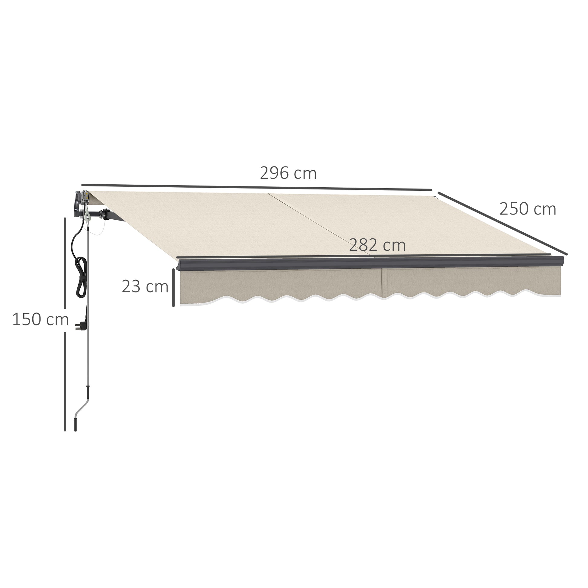 Outsunny Toldo Eléctrico Retráctil y Manual con Mando a Distancia 3x2,5 m Toldo de Exterior Terraza Enrollable con Manivela Marco de Aluminio y Protección UV30+ para Jardín Puerta Ventana Crema