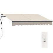 Outsunny Toldo Eléctrico Retráctil y Manual con Mando a Distancia 3x2,5 m Toldo de Exterior Terraza Enrollable con Manivela Marco de Aluminio y Protección UV30+ para Jardín Puerta Ventana Crema