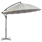 Outsunny Sombrilla Ø300 cm Parasol de Jardín con Manivela Manual 18 Costillas y Base Cruzada Gris