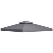 Outsunny Techo de Repuesto para Cenador, 3x3 m, Cubierta de Repuesto con Techo Doble, 8 Orificios de Drenaje y Protección UV, SOLO Toldo de Recambio para Pabellón Gazebo, Gris Oscuro