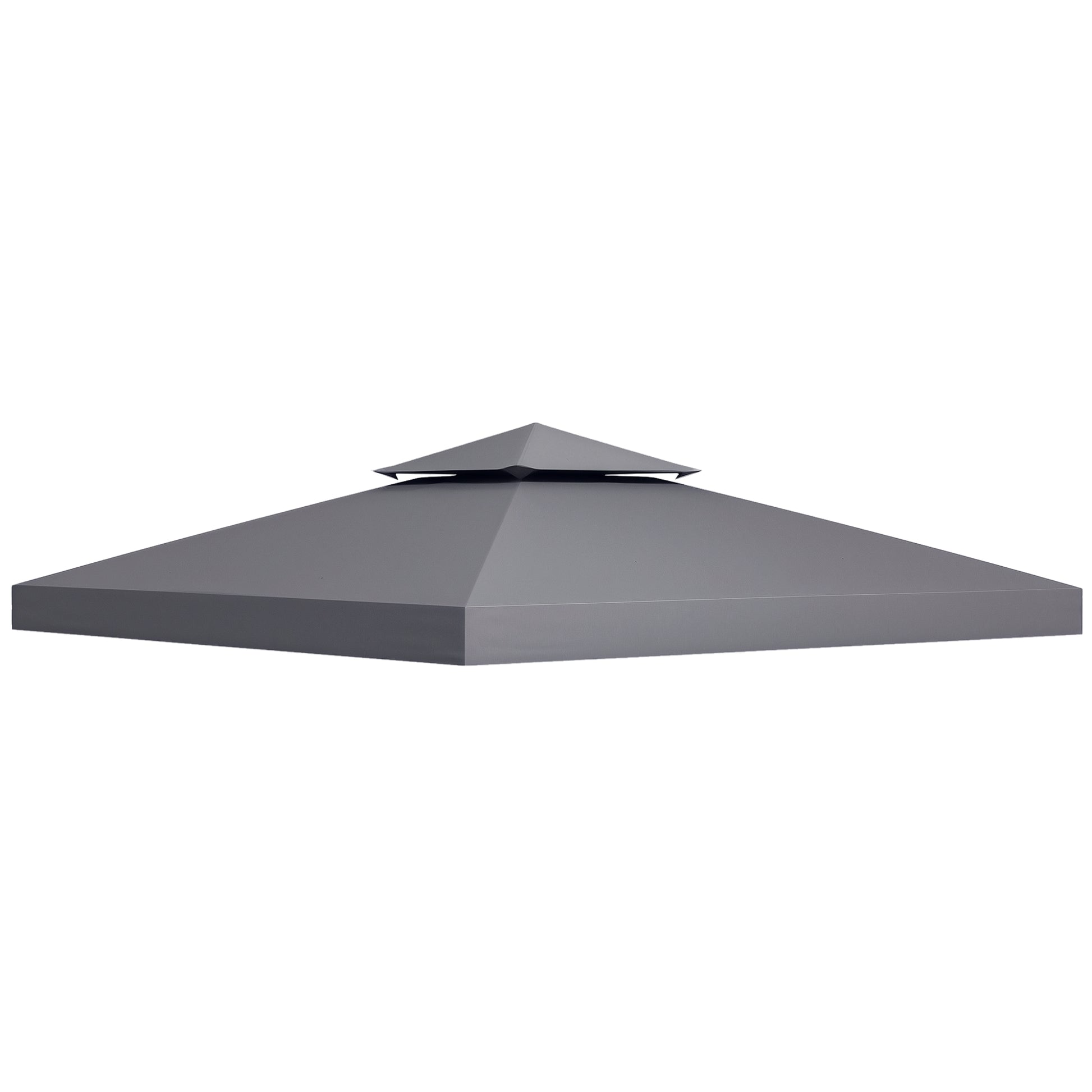 Outsunny Techo de Repuesto para Cenador, 3x3 m, Cubierta de Repuesto con Techo Doble, 8 Orificios de Drenaje y Protección UV, SOLO Toldo de Recambio para Pabellón Gazebo, Gris Oscuro