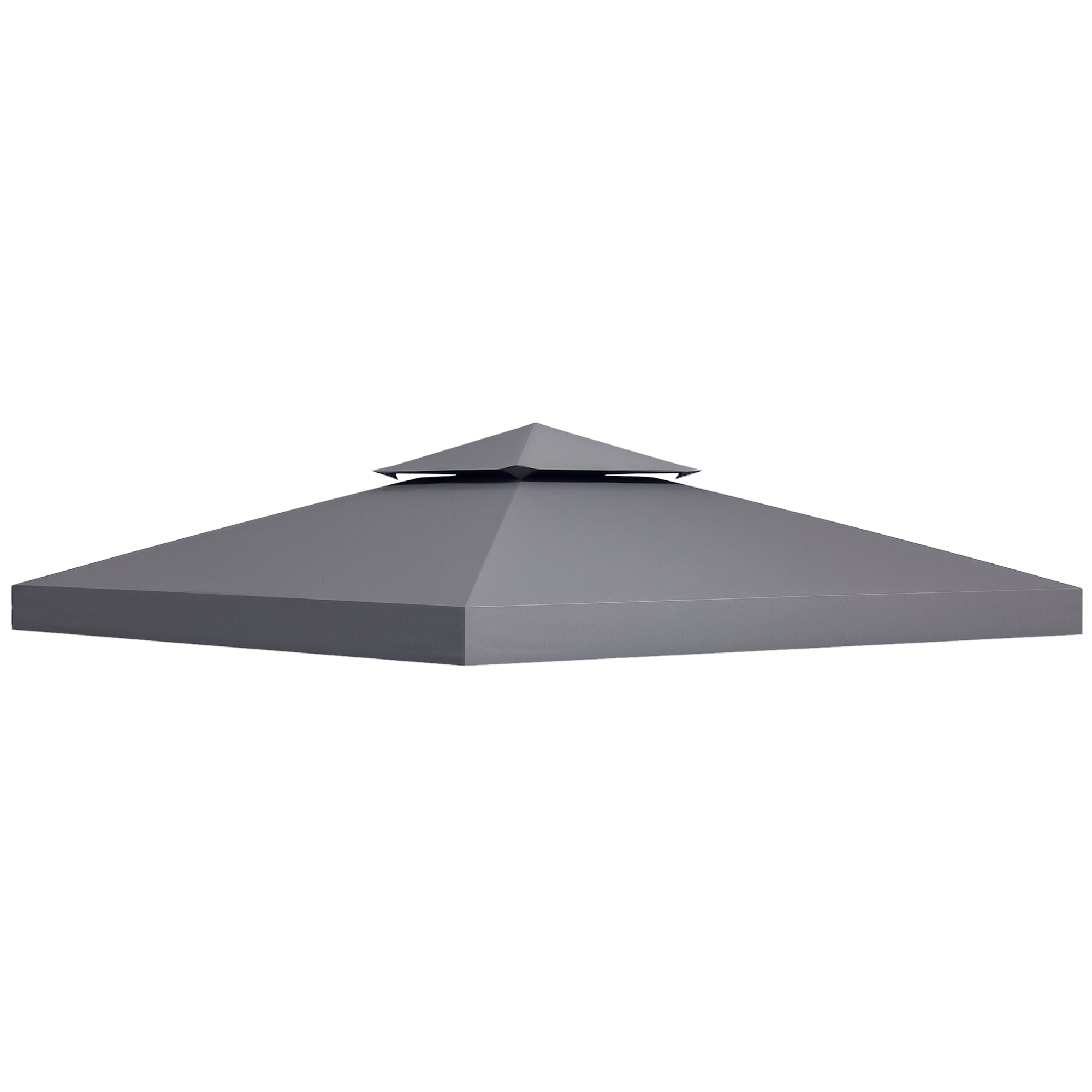 Outsunny Techo de Repuesto para Cenador, 3x3 m, Cubierta de Repuesto con Techo Doble, 8 Orificios de Drenaje y Protección UV, SOLO Toldo de Recambio para Pabellón Gazebo, Gris Oscuro
