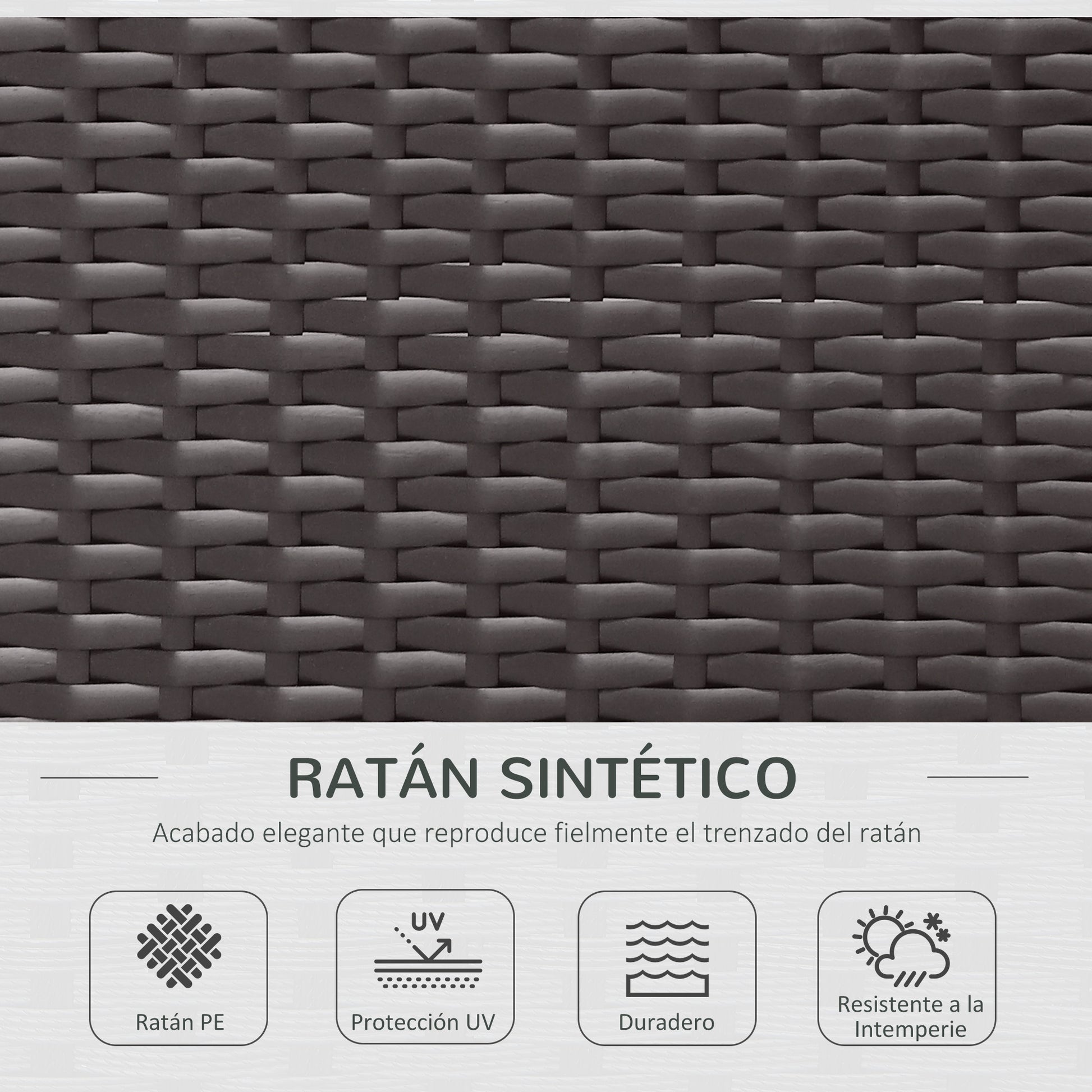 Outsunny Conjunto Muebles de Jardín Ratán 7 Piezas Set de Sofás Patio con 1 Mesita Almohada y Cojín Incluido Marco Acero Resistente Intemperie UV para Exterior Marrón
