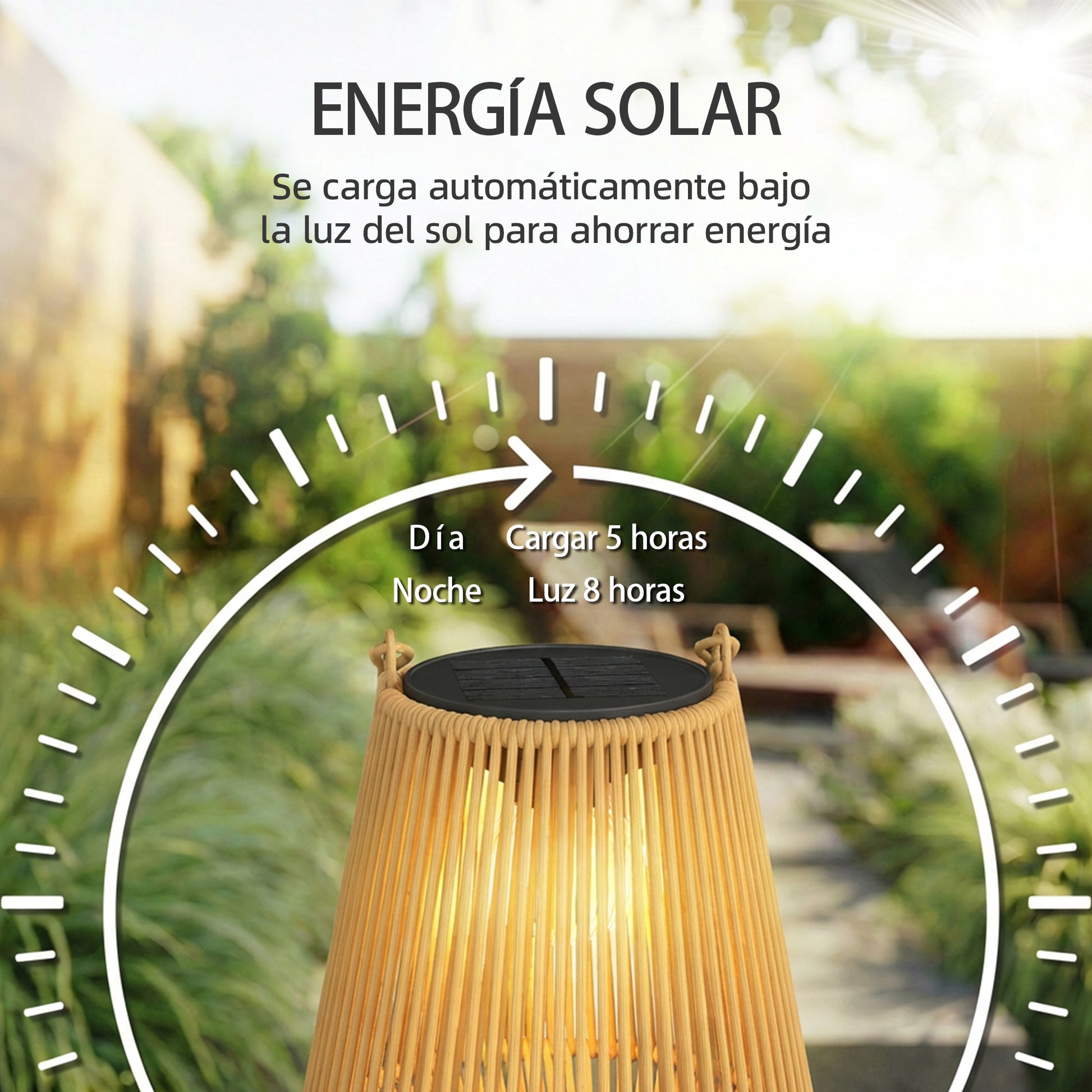 Outsunny Set de 2 Farolillos Solares Exterior, Linternas de Jardín de Ratán Colgantes con Encendido y Apagado Automático, IP44, Asa, Lámparas para Terraza, Balcón, Patio, 16x16x21 cm, Marrón