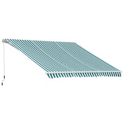 Outsunny Toldo Manual Retráctil 295x250 cm Toldo para Balcón con Manivela de Metal Impermeable y Anti-UV Toldo Enrollable de Exterior para Jardín Terraza Ventanas Verde