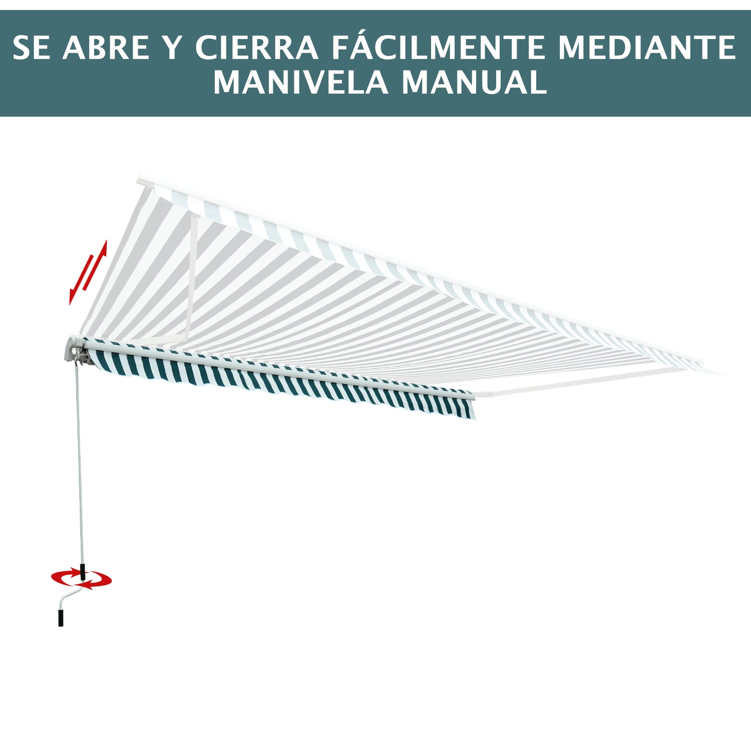 Outsunny Toldo Manual Retráctil 295x250 cm Toldo para Balcón con Manivela de Metal Impermeable y Anti-UV Toldo Enrollable de Exterior para Jardín Terraza Ventanas Verde