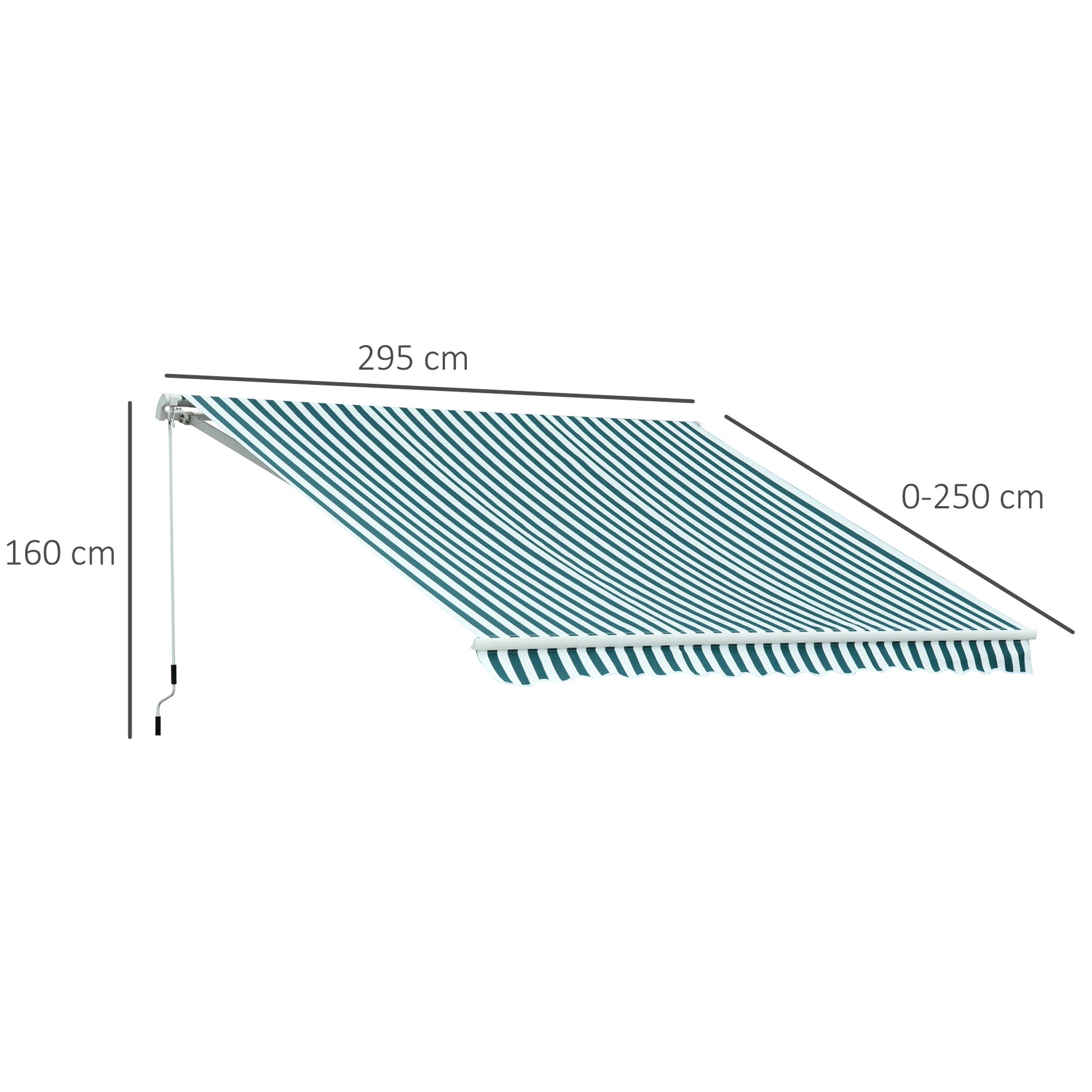 Outsunny Toldo Manual Retráctil 295x250 cm Toldo para Balcón con Manivela de Metal Impermeable y Anti-UV Toldo Enrollable de Exterior para Jardín Terraza Ventanas Verde