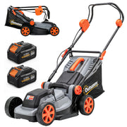 Outsunny Cortacésped a Batería Inalámbrico 18V, 2 Baterías de 4Ah, Ancho de Corte 34 cm hasta 400 m², Función Mulching, Motor sin Escobillas 700 W, Bolsa 35L, 6 Alturas Corte 25-75 mm, Mango Ajustable