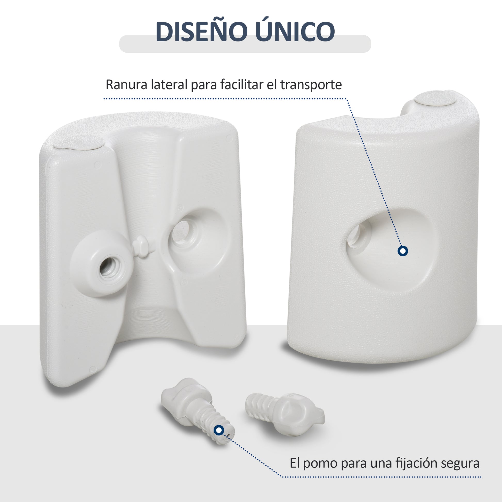 Outsunny Pack de 4 Pesos para Carpas Plegables Soportes Rellenables con 9 kg de Agua Pesos para Cenador con Perillas de Fijación Ø22/24x25 cm Blanco