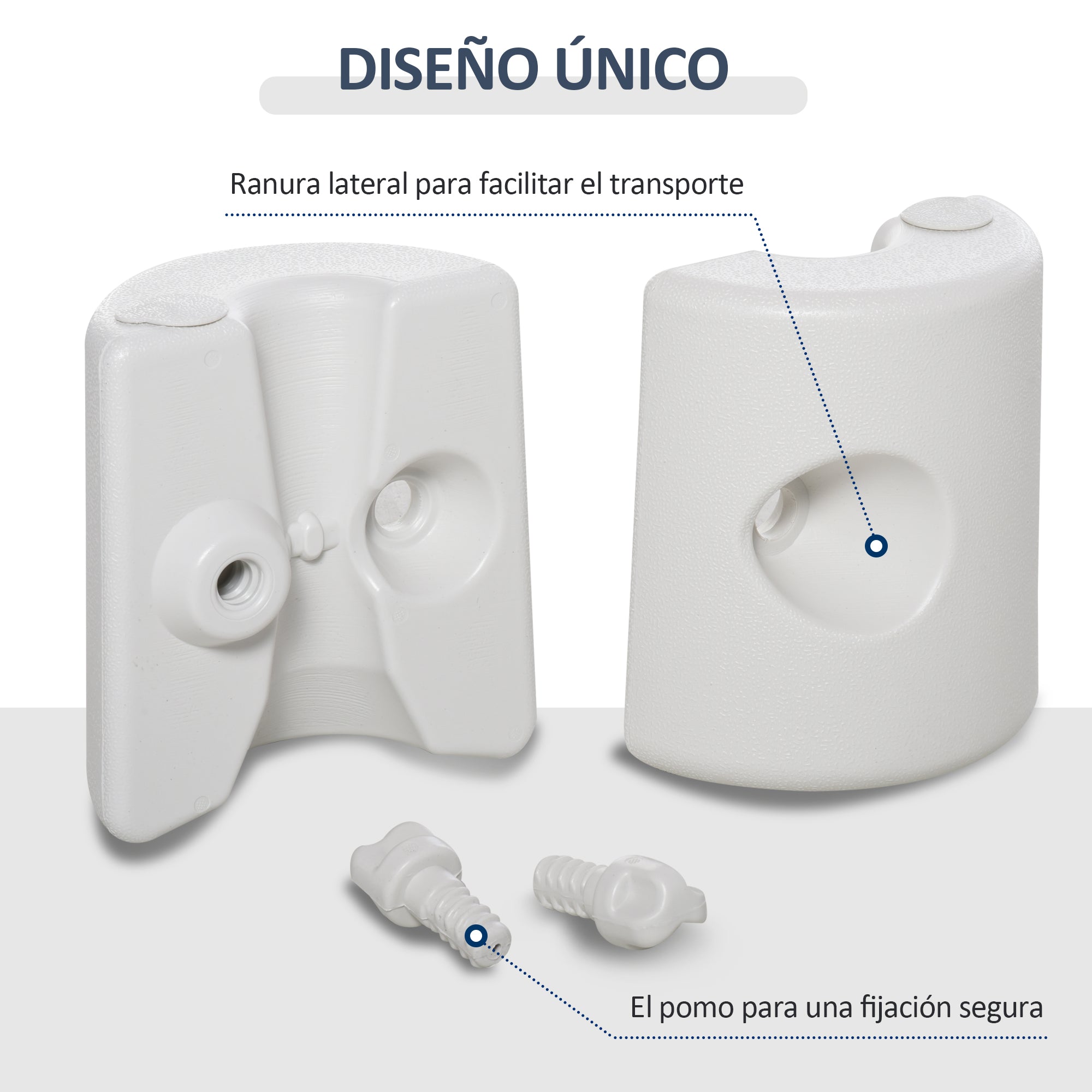 Outsunny Pack de 4 Pesos para Carpas Plegables Soportes Rellenables con 9 kg de Agua Pesos para Cenador con Perillas de Fijación Ø22/24x25 cm Blanco