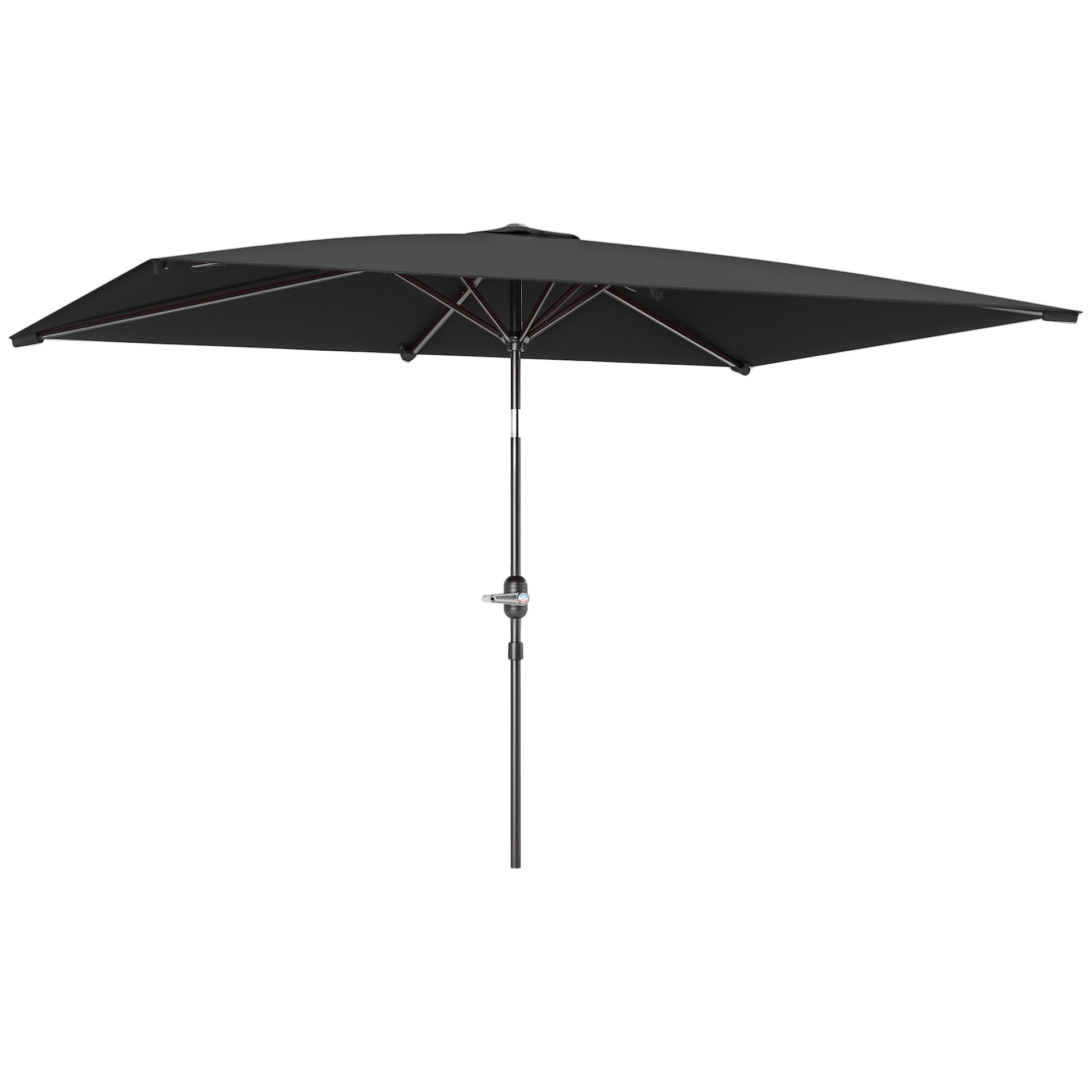 Outsunny Sombrilla de Terraza Exterior, 198x294 cm, Parasol de Terraza Exterior con Ángulo Ajustable, Manivela, Mástil de Aluminio Desmontable y Anti-UV, Sombrilla para Jardín, Patio, Gris Oscuro