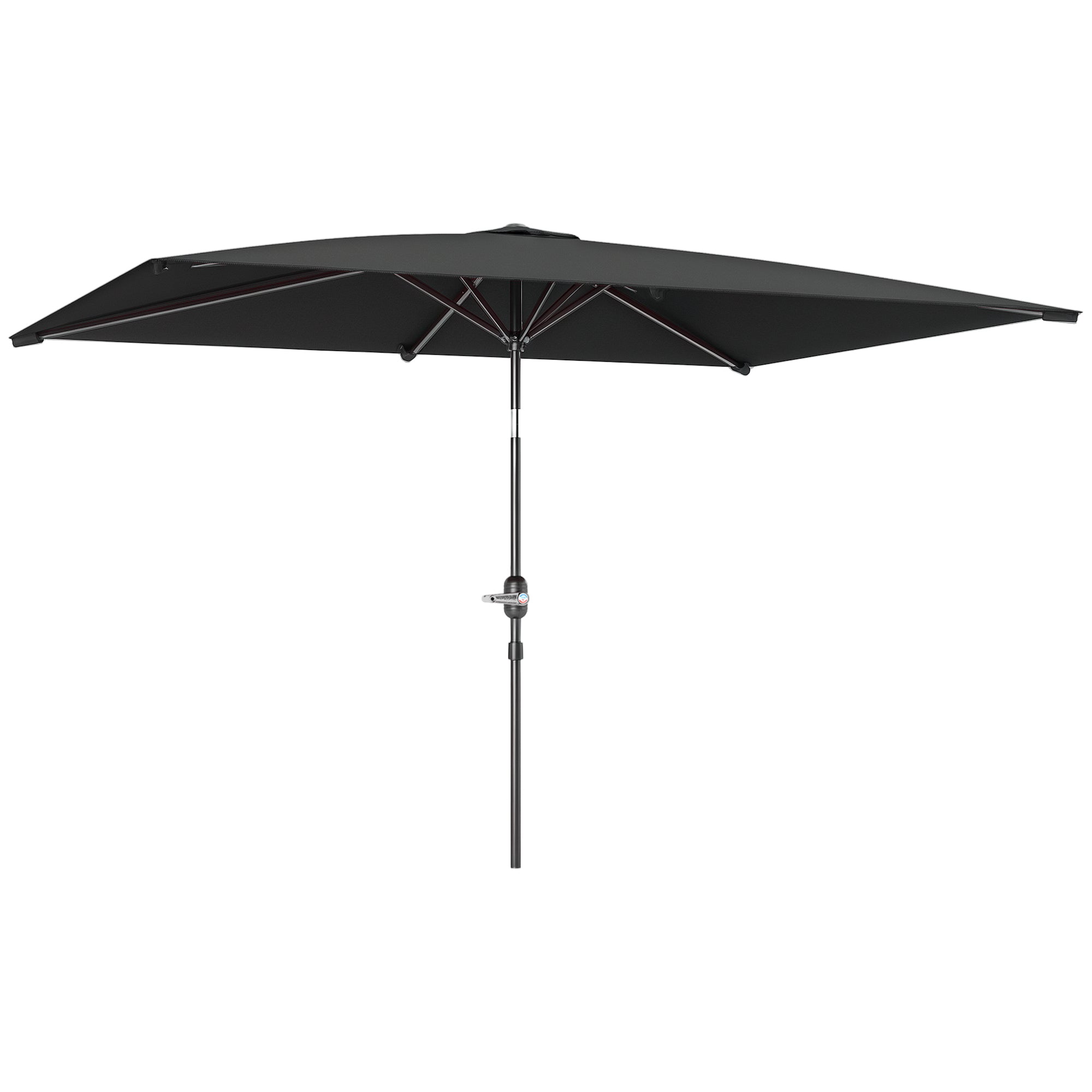 Outsunny Sombrilla de Terraza Exterior, 198x294 cm, Parasol de Terraza Exterior con Ángulo Ajustable, Manivela, Mástil de Aluminio Desmontable y Anti-UV, Sombrilla para Jardín, Patio, Gris Oscuro