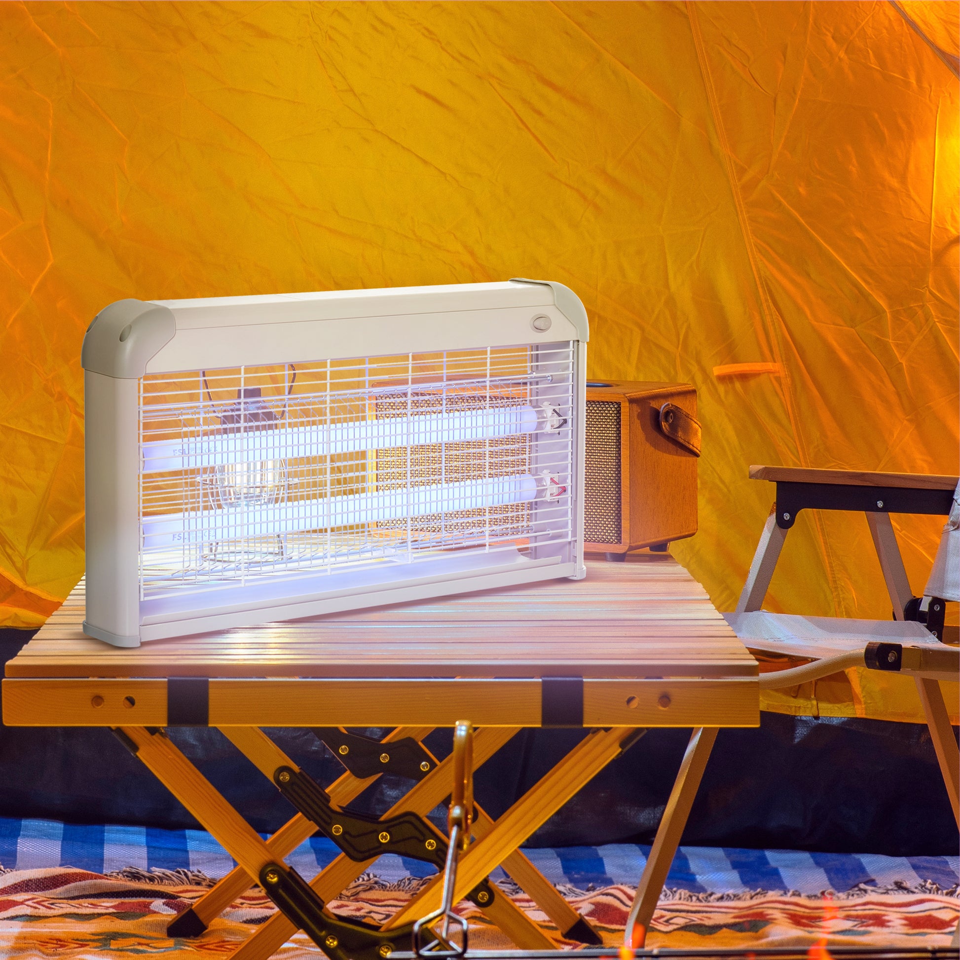 Outsunny Lámpara Antimosquitos Eléctrico 30W Mata Moscas Eléctrico Interior con Luz UV Efecto 60 m² para Jardín Terraza Patio 48,5x8,5x26,5 cm Gris