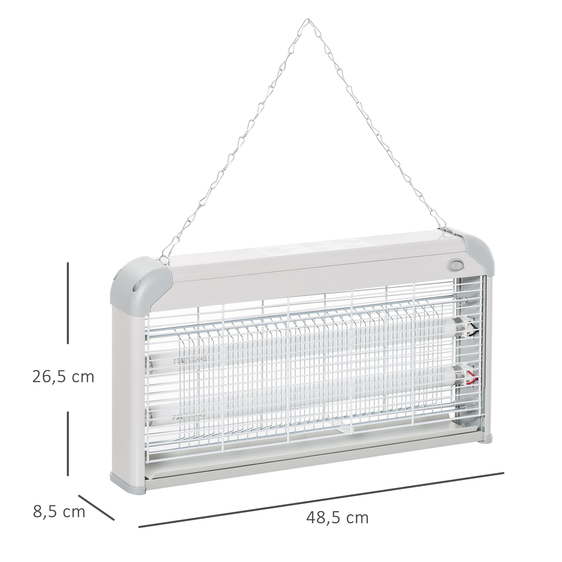 Outsunny Lámpara Antimosquitos Eléctrico 30W Mata Moscas Eléctrico Interior con Luz UV Efecto 60 m² para Jardín Terraza Patio 48,5x8,5x26,5 cm Gris