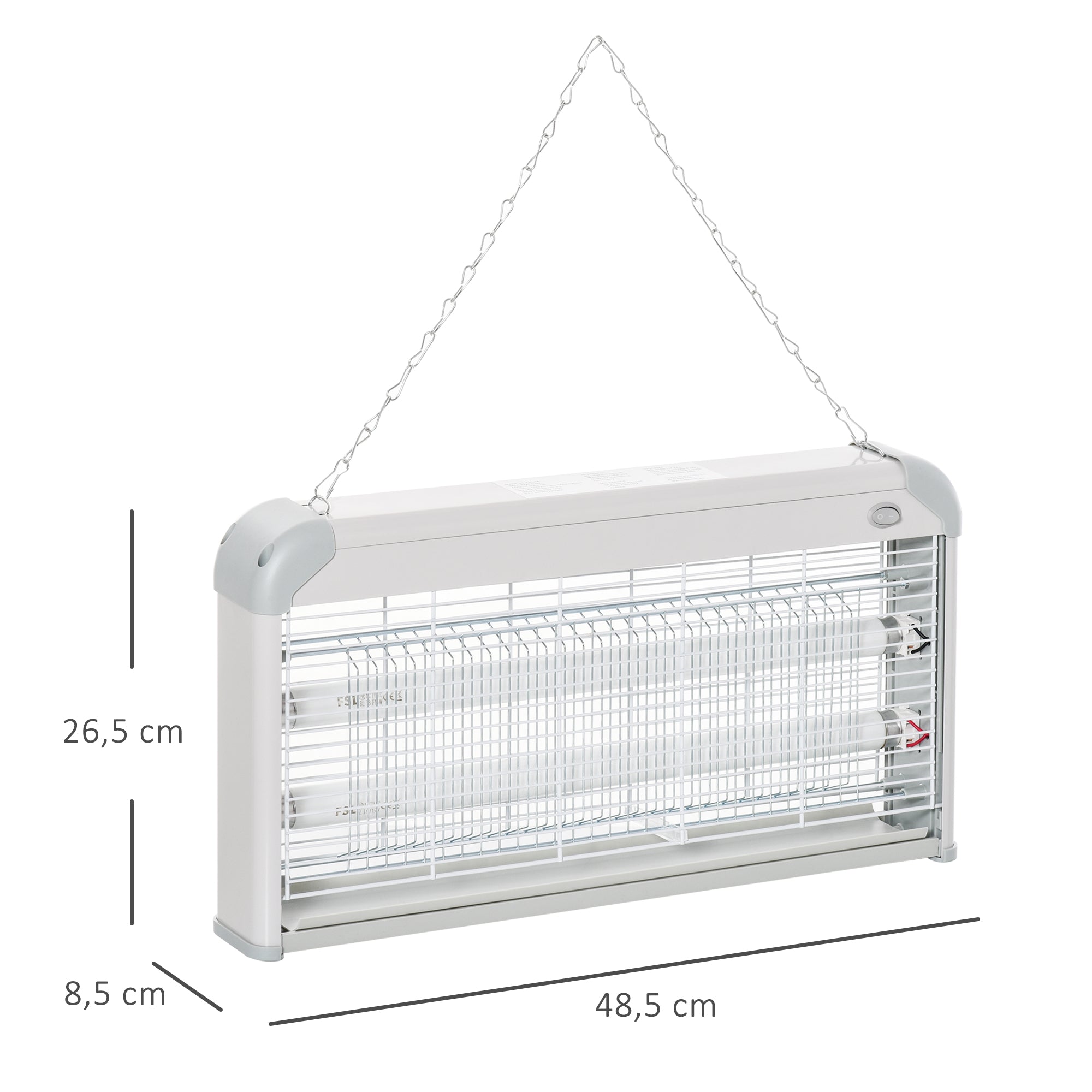 Outsunny Lámpara Antimosquitos Eléctrico 30W Mata Moscas Eléctrico Interior con Luz UV Efecto 60 m² para Jardín Terraza Patio 48,5x8,5x26,5 cm Gris