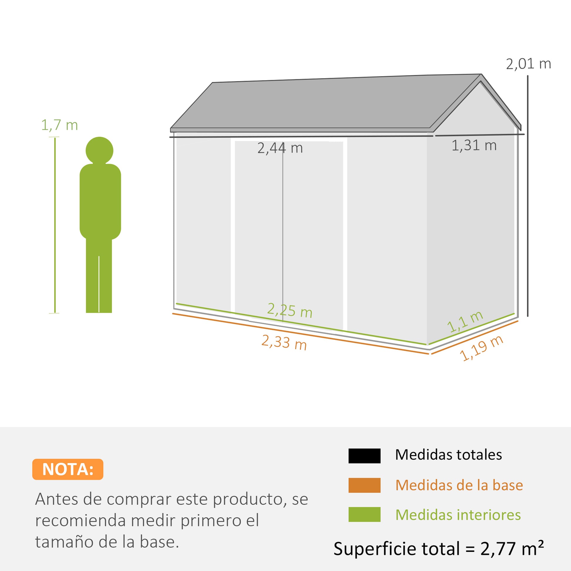 Outsunny Caseta de Jardín Exterior 2,77 m², 244x131x201 cm, Cobertizo de Jardín Exterior de Plástico con Suelo, Puertas con Pestillo, Ventanas y Ventilación para Almacenaje Herramientas, Gris Oscuro