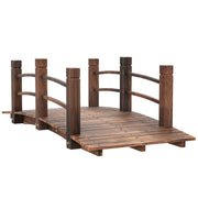 Outsunny Puente de Jardín Puente de Madera con Barandilla Puente para Estanque Carga 181 kg Puente Decorativo para Patio 152,5x67x48 cm Madera Carbonizada