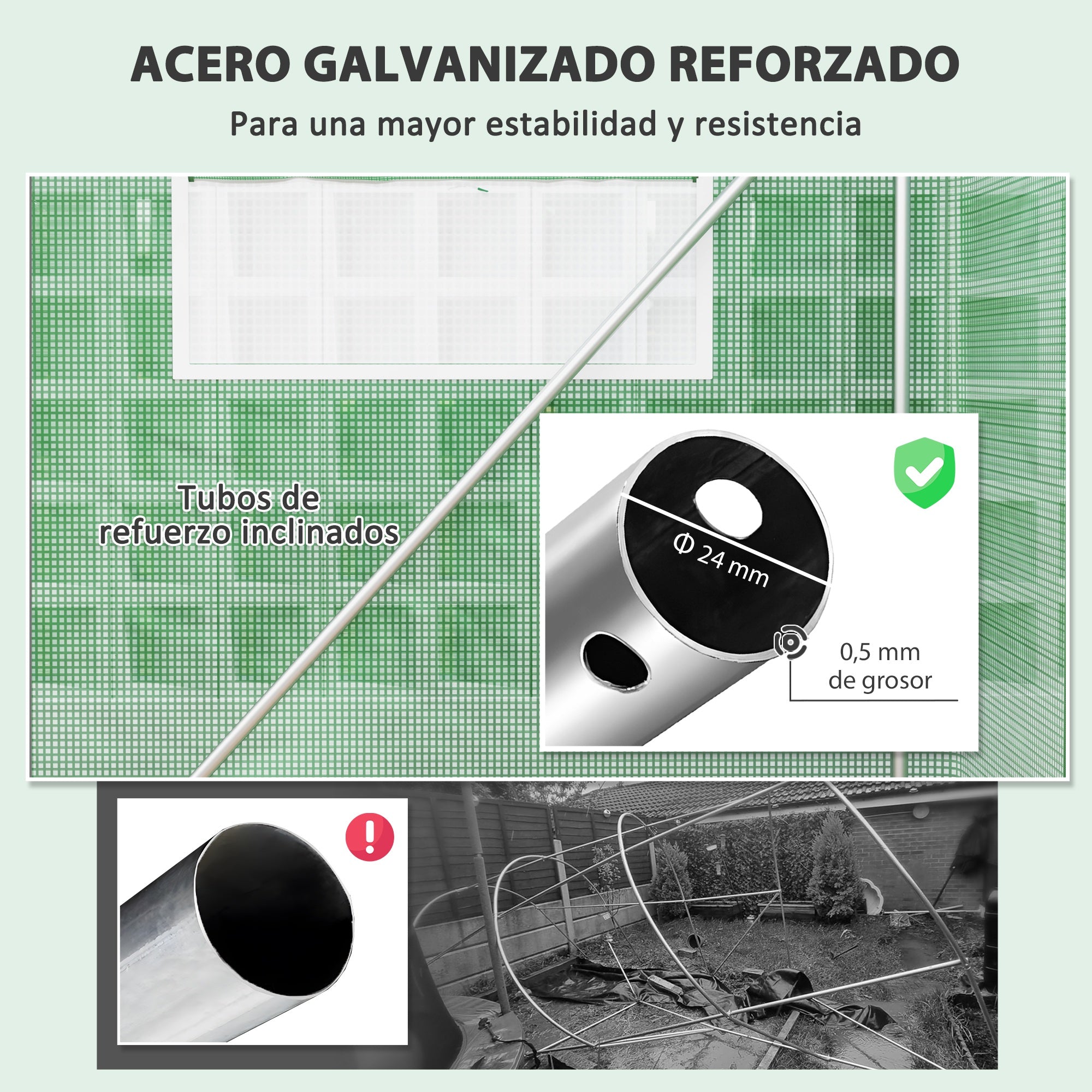 Outsunny Invernadero de Exterior 4x3x2 m Invernadero de Túnel con 6 Ventanas de Malla Cubierta de PE Anti-UV y 3 Puertas Enrollables con Cremallera para Jardín Patio Verde