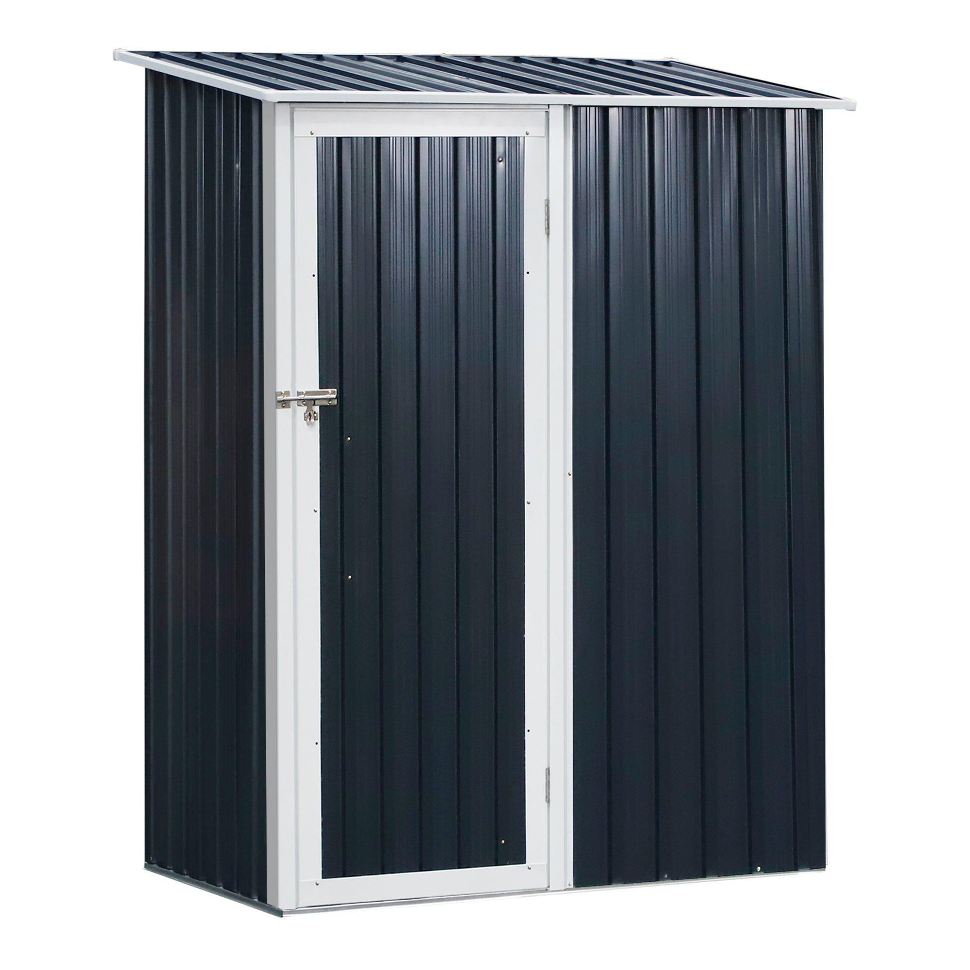 Outsunny Caseta de Jardín 1,27 m² 143x89x186 cm Cobertizo Exterior Metálico con Puerta Cerradura y Orificios de Drenaje para Almacenamiento de Herramientas Gris