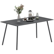 Outsunny Mesa Jardín Exterior Rectangular de Acero 150x80x74 cm Mesa Terraza Exterior con Diseño en Lamas Resistente a la Intemperie Fácil de Limpiar Gris Oscuro