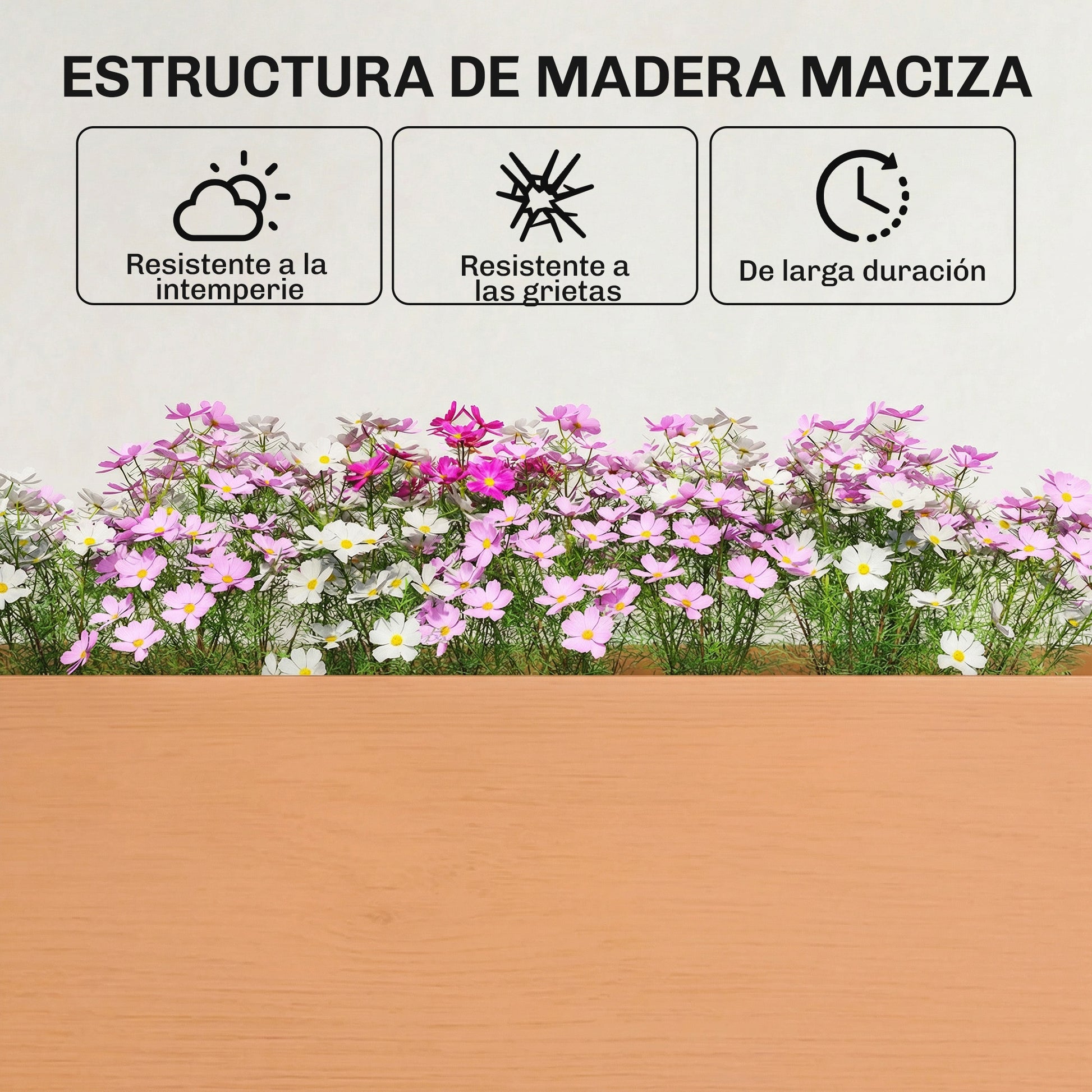 Outsunny Huerto Urbano Elevado de Madera, Mesa de Cultivo con Patas, 6 Orificios de Drenaje, para Cultivo, Plantas, Flores y Verduras, 184x59x76,5 cm, Marrón
