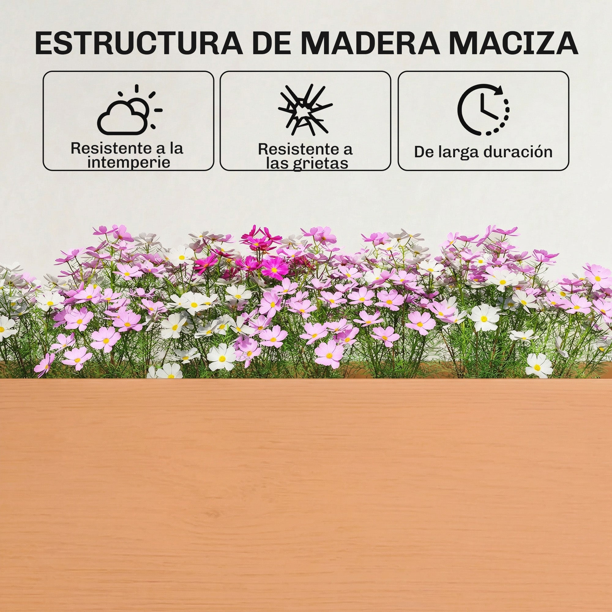 Outsunny Huerto Urbano Elevado de Madera, Mesa de Cultivo con Patas, 6 Orificios de Drenaje, para Cultivo, Plantas, Flores y Verduras, 184x59x76,5 cm, Marrón