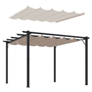 Outsunny Conjunto de Pérgola Incluye 1 Pérgola de Jardín de Aluminio 3x3 m con Techo Retráctil y 1 Cubierta para Pérgola para Patio Terraza Exterior Café y Crema