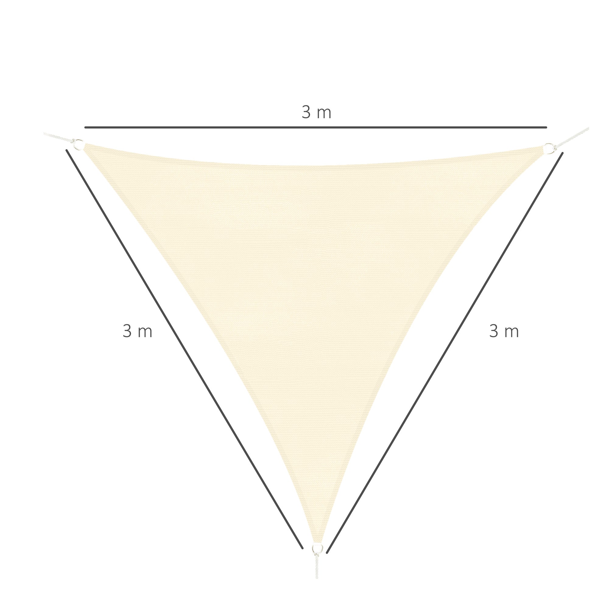Outsunny - Toldo vela triangulo (varios tamaños y colores), tamaño 3x3x3m, color crema