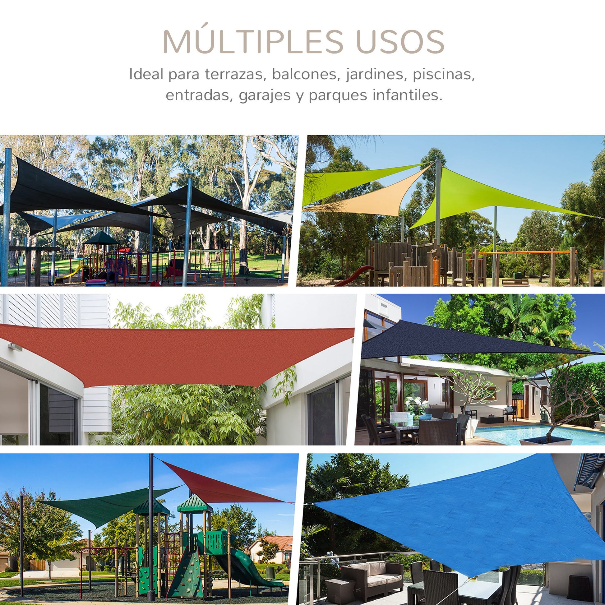 Outsunny - Toldo vela triangulo (varios tamaños y colores), tamaño 3x3x3m, color crema