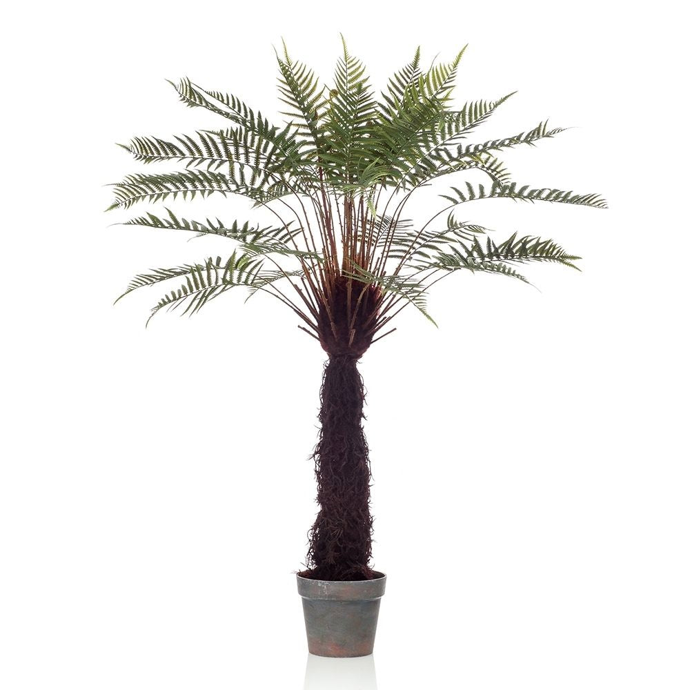Árbol DICKSONIA EXOTIC de 125 cm de altura con gran tronco revestido pelaje natural.
