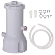 Outsunny Depuradora de Filtro 3785 L/h para Piscinas Desmontables de hasta 18.000 L Bomba de Filtro con Mangueras de Conexión de 32 mm para Circulación y Filtración Ø18x34,5 cm Blanco