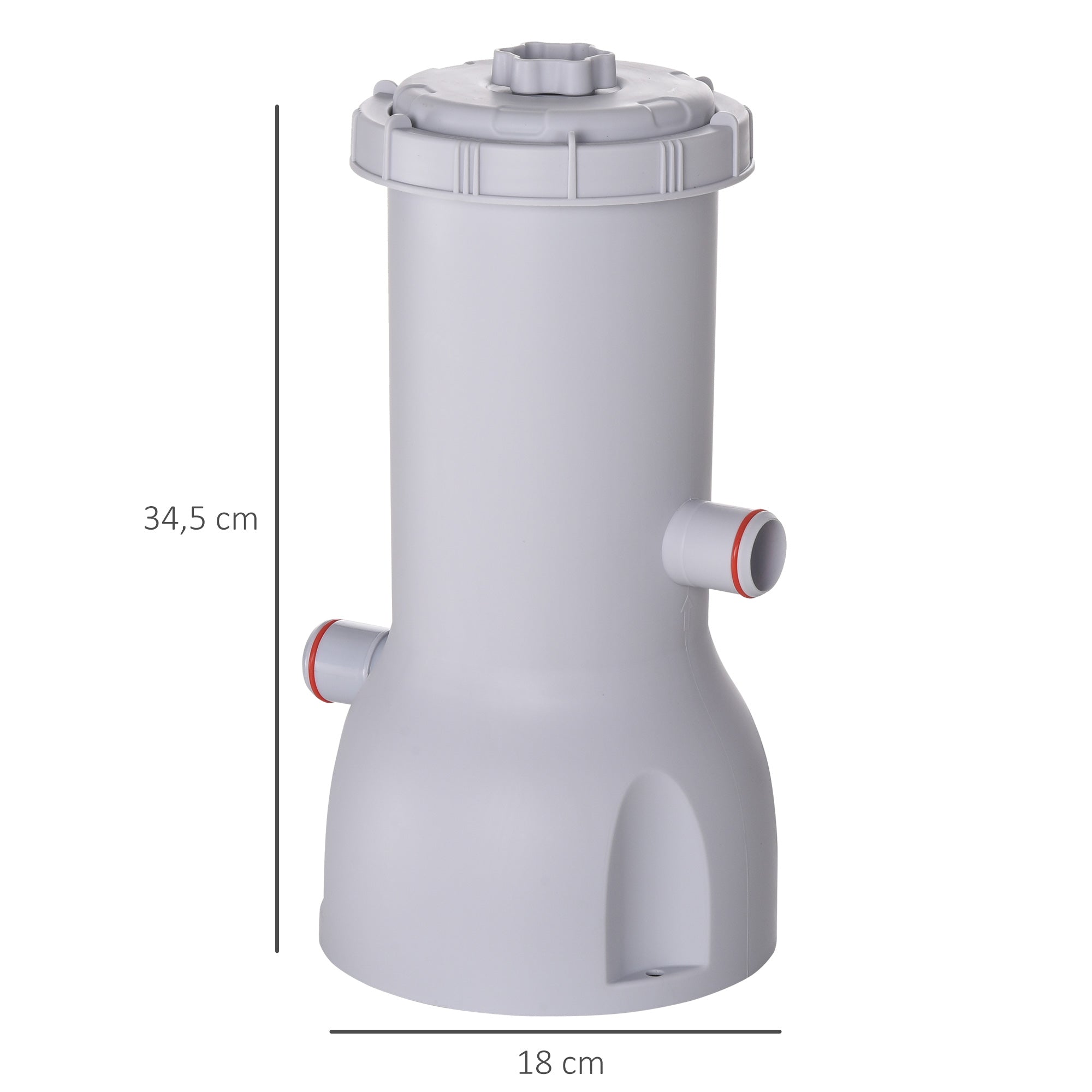 Outsunny Depuradora de Filtro 3785 L/h para Piscinas Desmontables de hasta 18.000 L Bomba de Filtro con Mangueras de Conexión de 32 mm para Circulación y Filtración Ø18x34,5 cm Blanco