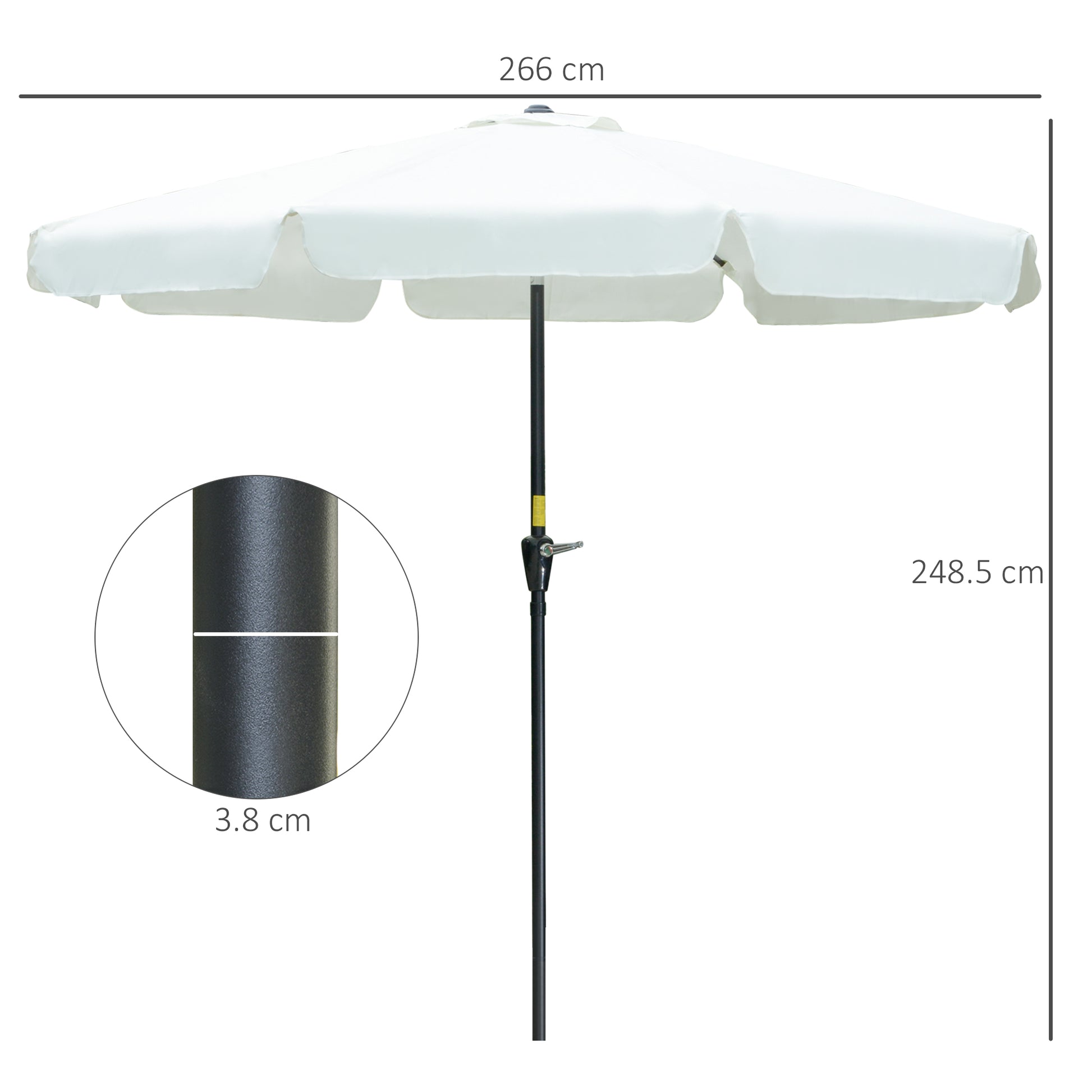 Outsunny Sombrilla Terraza Exterior Ø266 cm Sombrilla de Jardín Inclinable con Protección UV50+ Poste de Aluminio y Manivela Parasol para Patio Terraza Beige