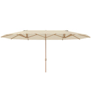 Outsunny Sombrilla Doble 4,55x2,65 m Sombrilla Terraza Exterior con Manivela Manual Resistente al Agua y Protección Solar Sombrilla Grande para Terraza Playa Piscina Crema