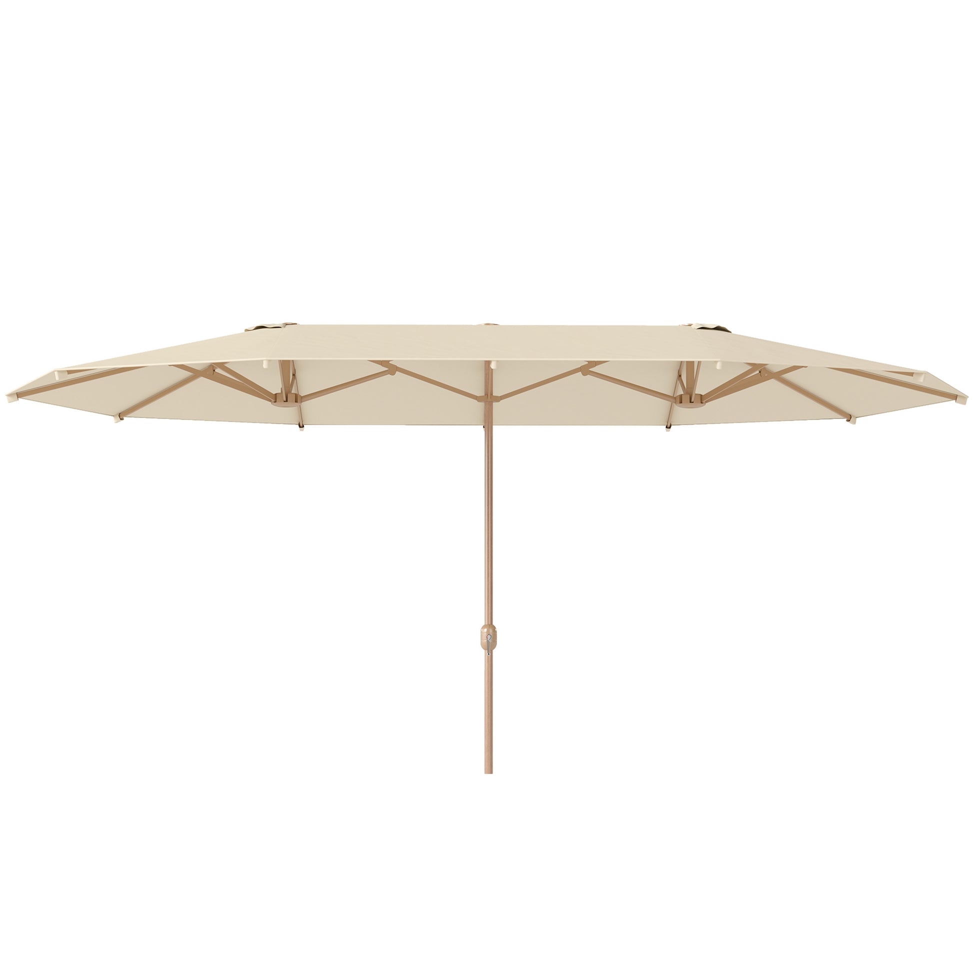 Outsunny Sombrilla Doble 4,55x2,65 m Sombrilla Terraza Exterior con Manivela Manual Resistente al Agua y Protección Solar Sombrilla Grande para Terraza Playa Piscina Crema