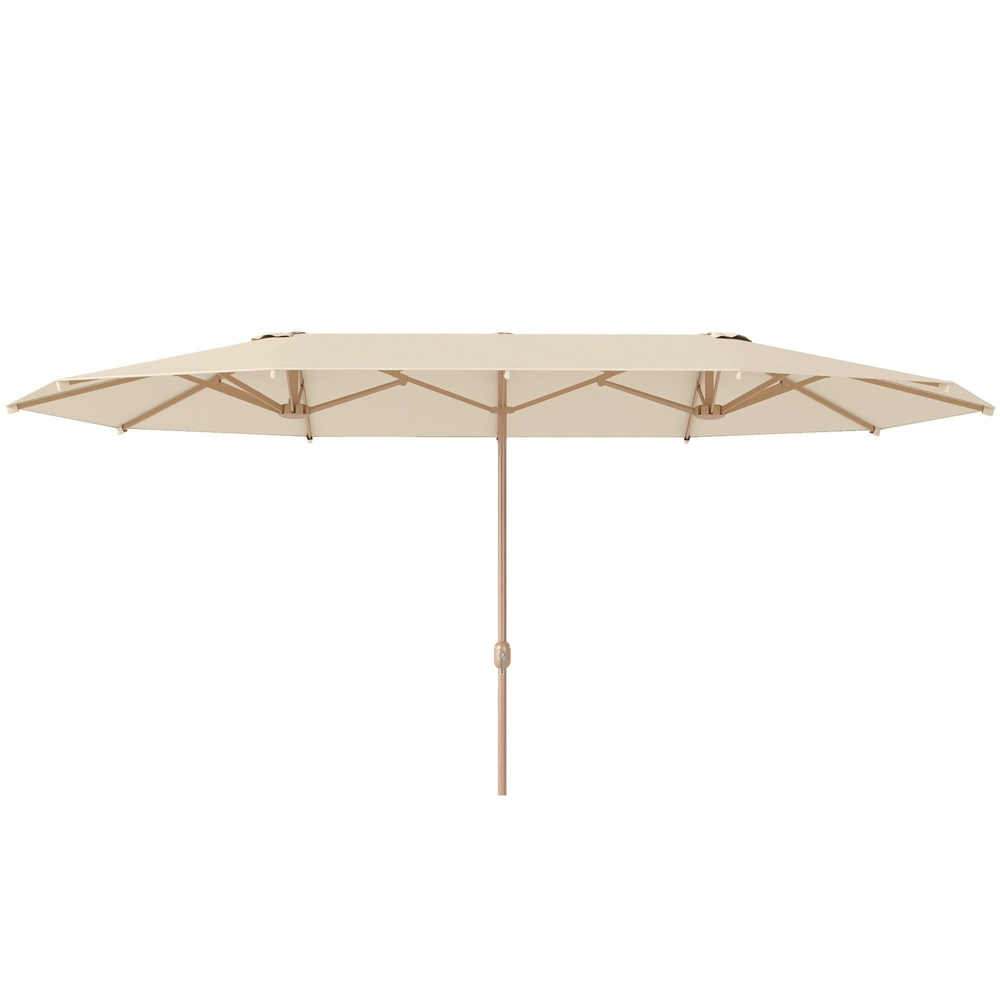 Outsunny Sombrilla Doble 4,55x2,65 m Sombrilla Terraza Exterior con Manivela Manual Resistente al Agua y Protección Solar Sombrilla Grande para Terraza Playa Piscina Crema