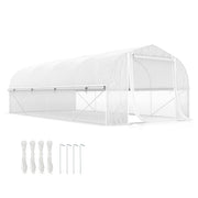 Outsunny Invernadero de Exterior 6x3x2 m Invernadero de Túnel con 8 Ventanas Cubierta de PE Anti-UV y Puerta Enrollable con Cremallera Paredes Laterales con Malla Blanco