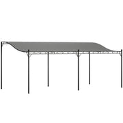 Outsunny Pérgola de Pared de Jardín 3x6 m, Cenador de Jardín con Techo Inclinado, Orificios de Drenaje y Estructura Metálica, Resistente a la Intemperie, para Patio, Terraza, Balcón, Gris Oscuro