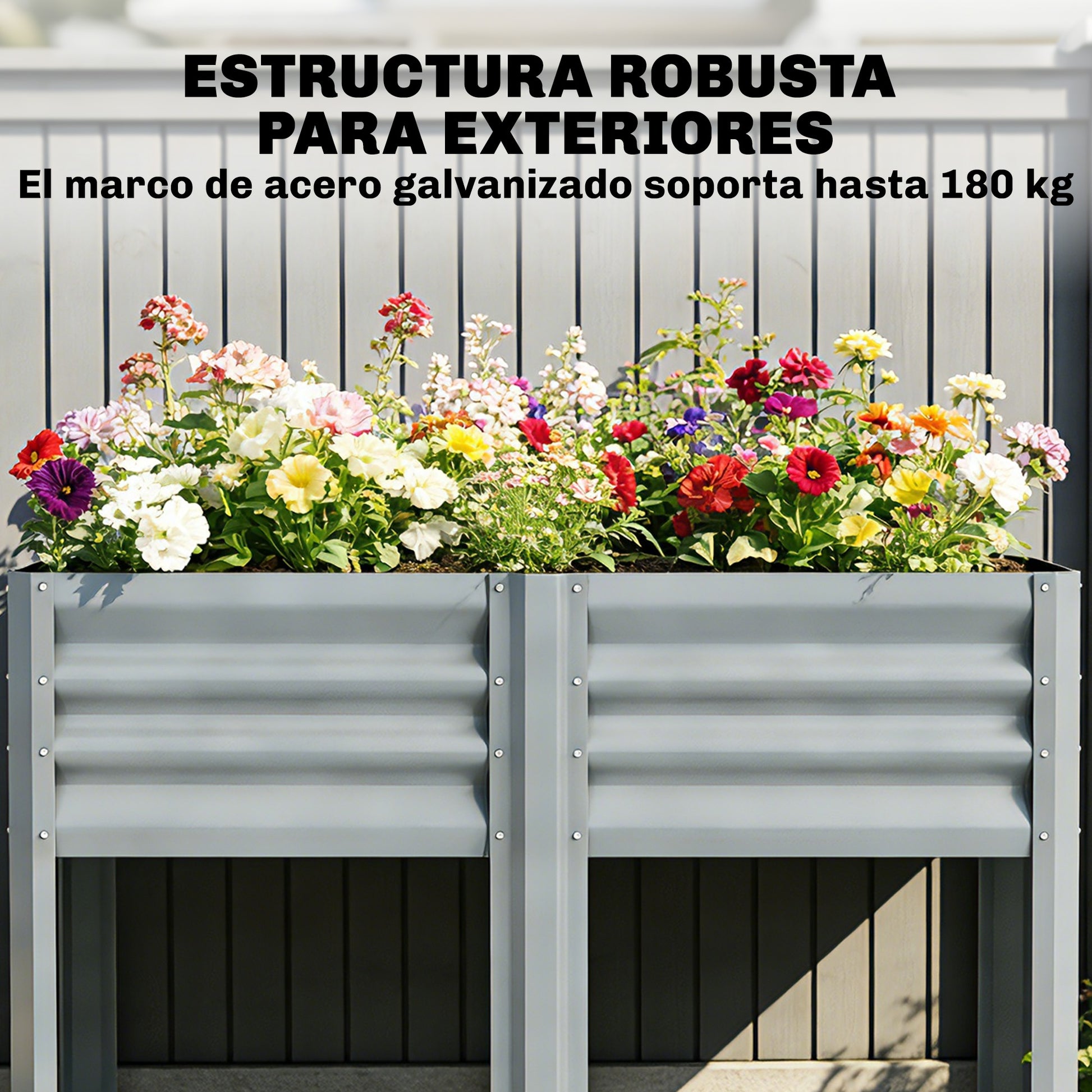 Outsunny Huerto Urbano Elevado con Estante Inferior, Mesa de Cultivo de Metal Galvanizado con Forro y Guantes, para Cultivo, Plantas y Flores, 120x55x80 cm, Gris Plateado