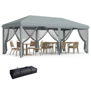 Outsunny Carpa Plegable Pop-Up Gazebo 6x3 m Cenador Plegable con 6 Paredes Laterales de Malla Anti-UV y Bolsa de Transporte para Camping Fiestas Gris