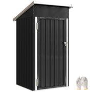 Outsunny Caseta de Jardín Exterior 0,74 m², 107,5x91x185 cm, Cobertizo de Jardín Exterior Metálico con Techo Inclinado, Puerta con Cerradura y Ventilaciones para Almacenamiento de Herramientas, Gris
