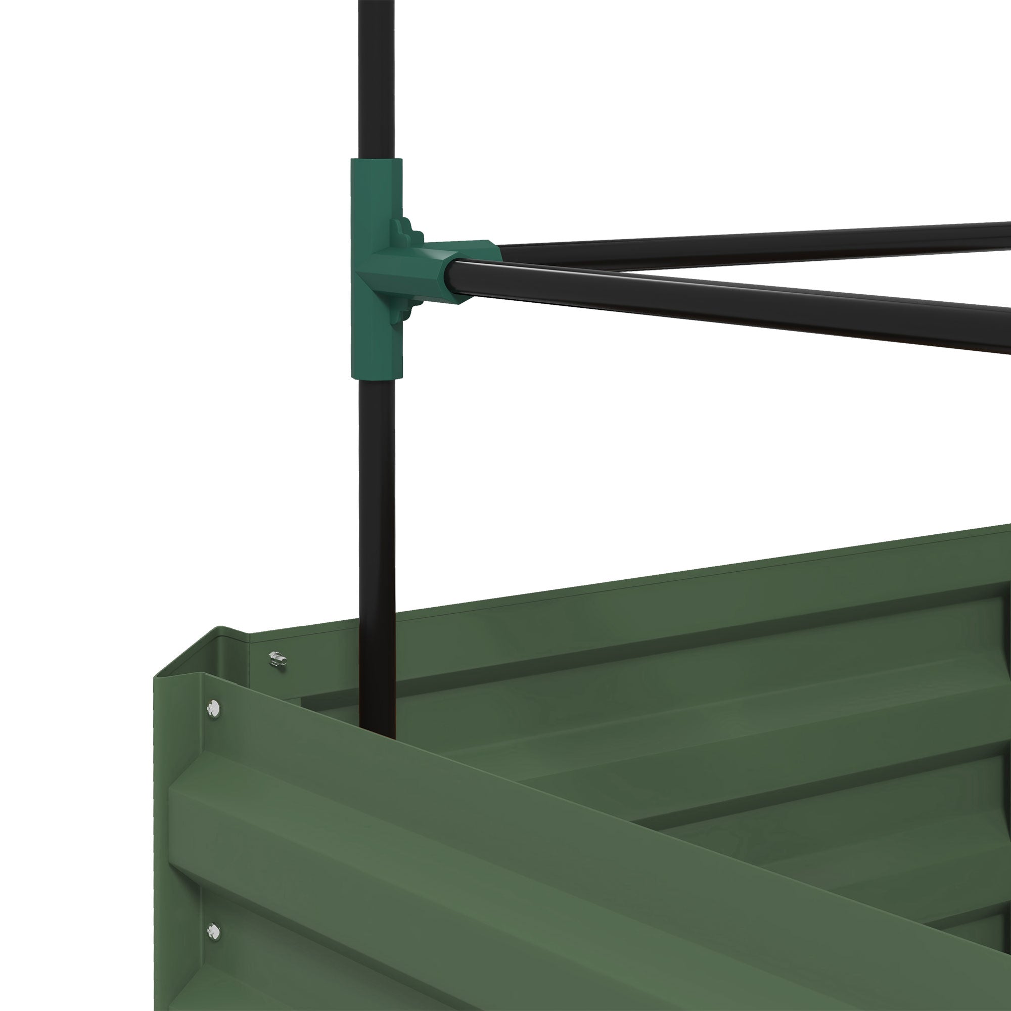 Outsunny Jardinera Exterior Grande de Acero Galvanizado Jardinera de Exterior con Celosía para Plantas Trepadoras y Fondo Abierto para Patio Terraza Balcón 61x61x140 cm Verde