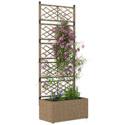 Outsunny Jardinera con Enrejado de Ratán Jardinera Exterior Grande con Enrejado 2 Macetas Extraíbles para Plantas Trepadoras para Jardín Patio Terraza 57x30x150 cm Natural