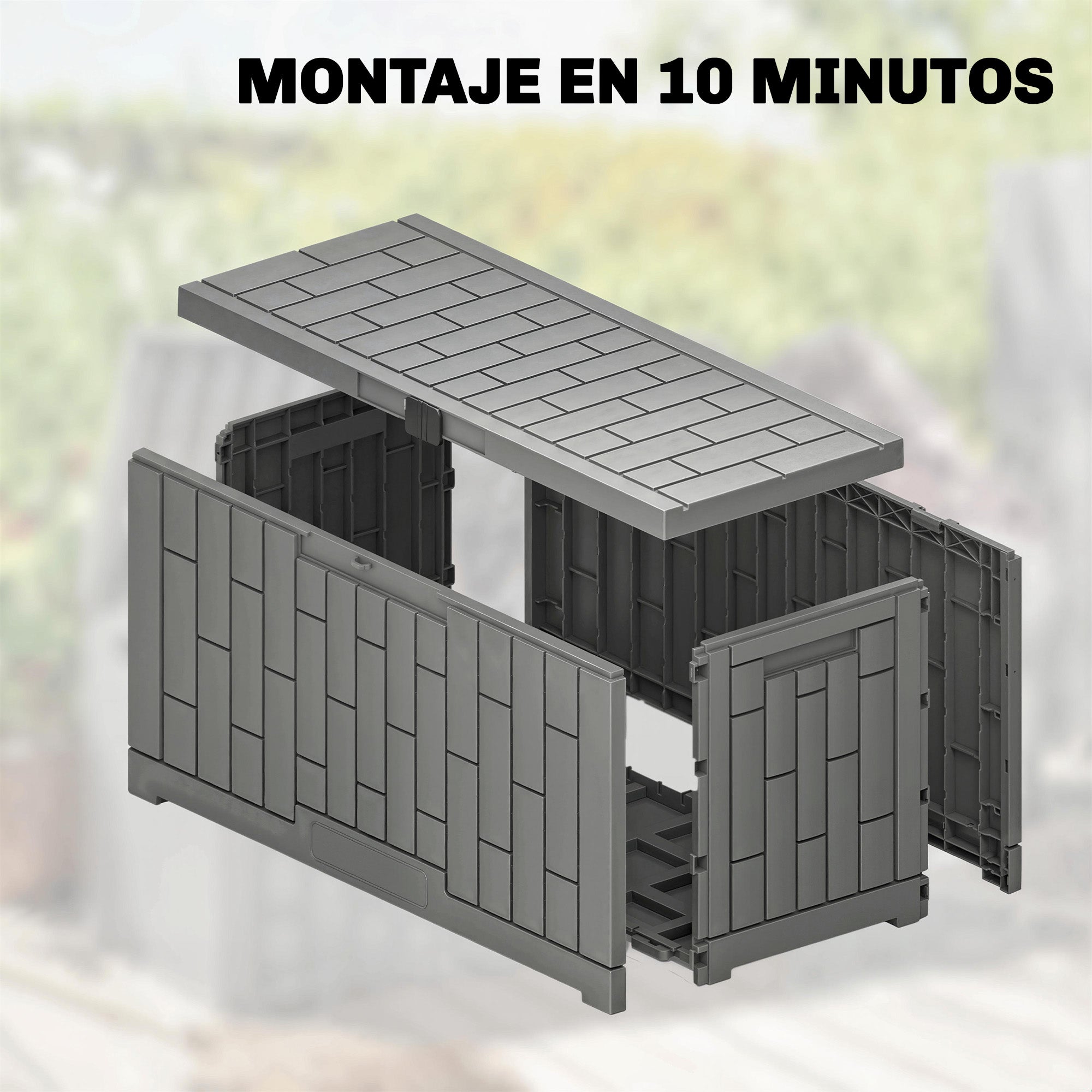 Outsunny Arcón Exterior Capacidad 227L, Baúl de Almacenaje Exterior de Resina Resistente al Agua y a los Rayos UV, con Cerradura para Jardín, Terraza, Patio, 106,5x43x54,5 cm, Gris