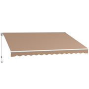 Outsunny Toldo Manual Retráctil 350x250 cm Toldo para Balcón con Manivela de Metal Impermeable y Anti-UV Toldo Enrollable de Exterior para Jardín Terraza Ventanas Marrón