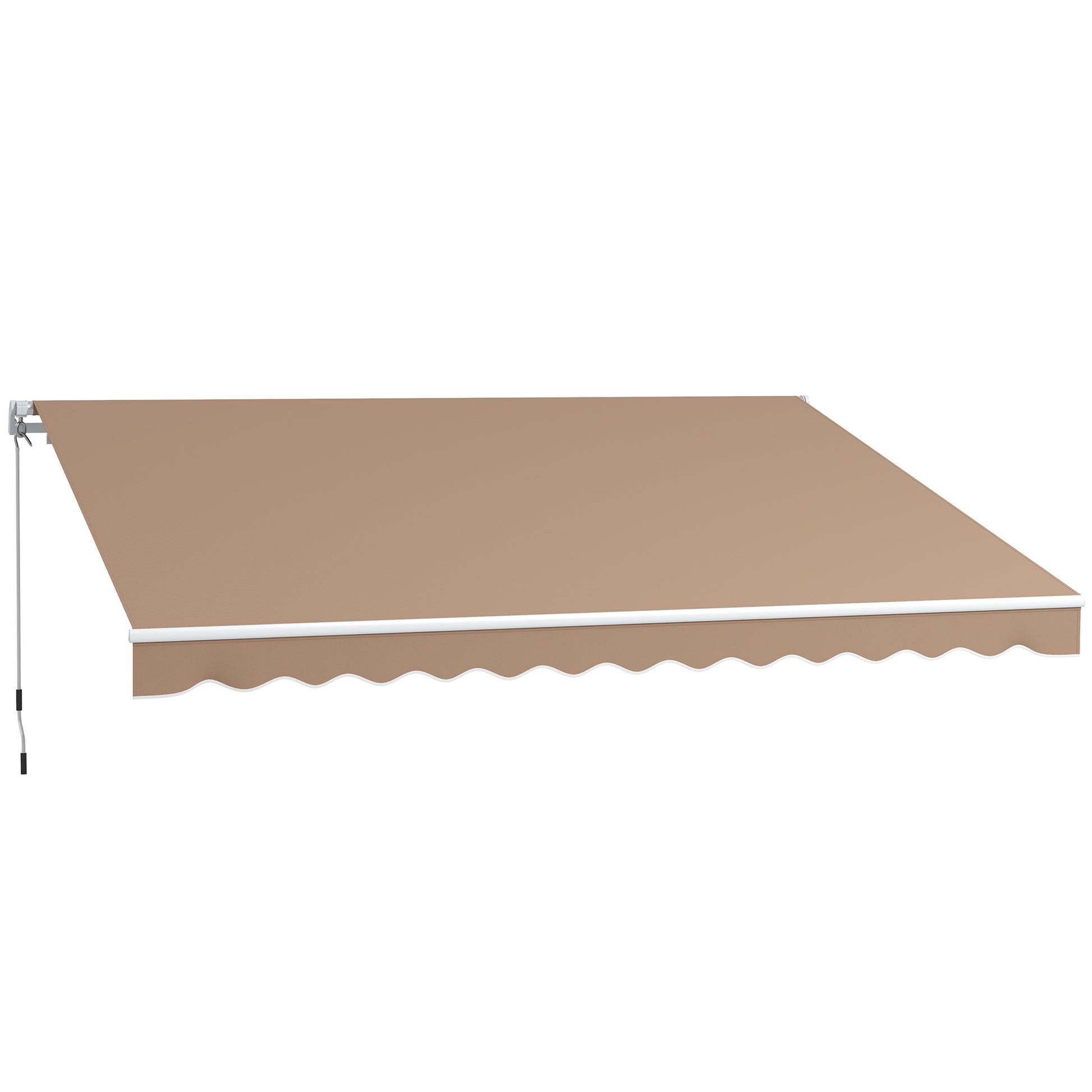 Outsunny Toldo Manual Retráctil 350x250 cm Toldo para Balcón con Manivela de Metal Impermeable y Anti-UV Toldo Enrollable de Exterior para Jardín Terraza Ventanas Marrón