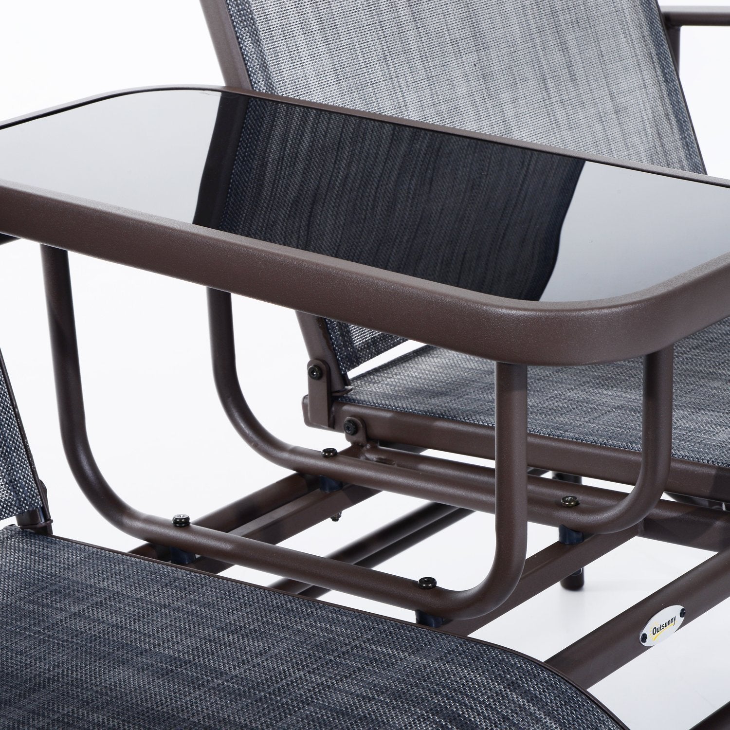 Outsunny Mecedora de 2 Plazas Banco Balancín Tipo Silla Basculante de Jardín o Patio de Metal y Tela Texteline para Exterior 147x78x101,5 cm